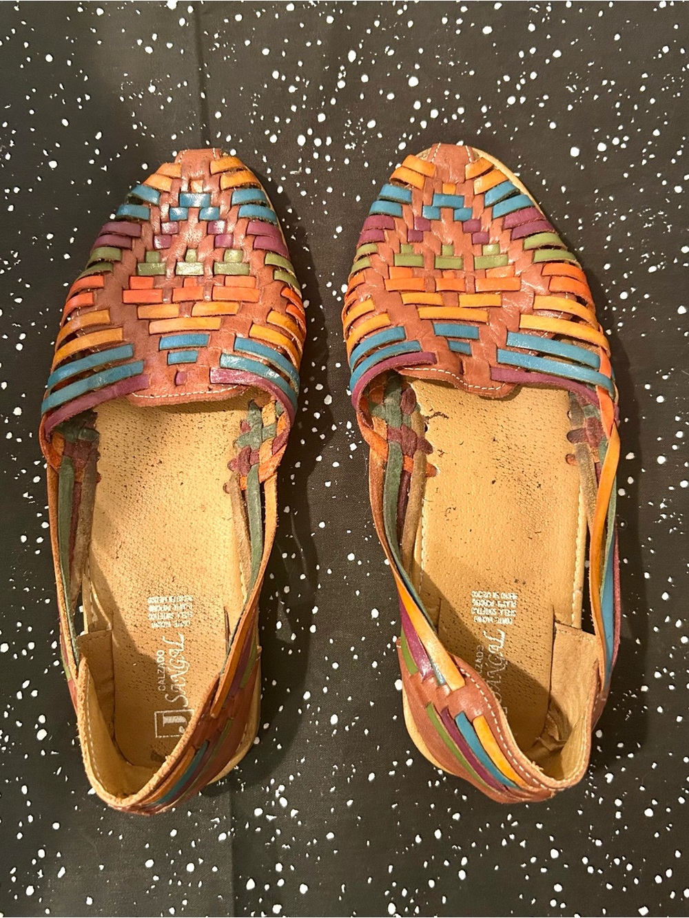 Rainbow Leather Huarache Flats